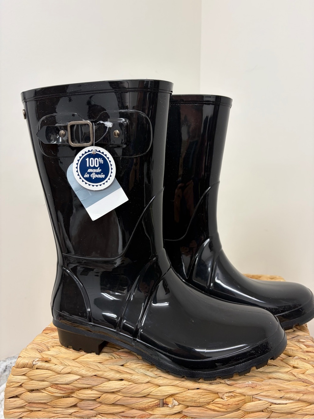 Igor Black Glossy Rain Boots with Side Buckle Accent